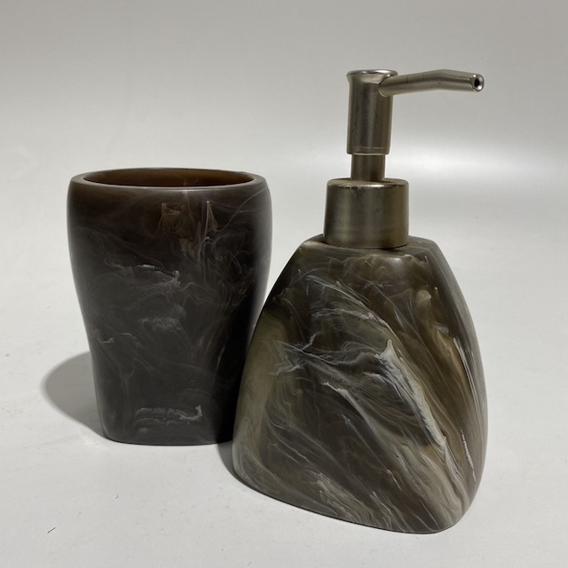 BATHROOM ACCESSORY, Brown Resin Pump Pack or Cup